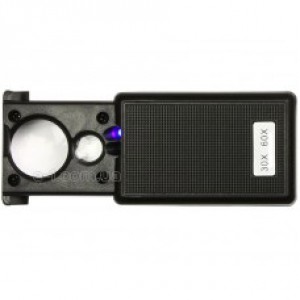 Лупа Magnifiers 9881 выдвижная с LED подсветкой и ультрафиолетовой лампой, 30Х21мм+ 60Х12мм