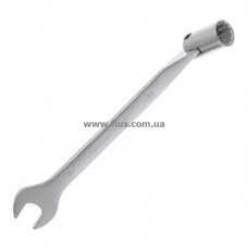Ключ рожково-накидный шарнирный 15 мм, CrV, покрытие сатин-хром INTERTOOL XT-1415