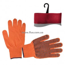 Перчатка х/б трикотаж с точечным покрытием PVC на ладони (оранжевая) INTERTOOL SP-0131