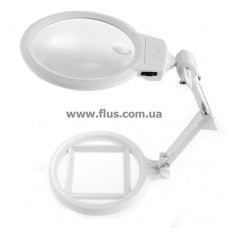 Настольная лупа для рукоделия с LED подсветкой, 2.5X+5X увеличение, диаметр 130+25 мм, Magnifier 3B-1A